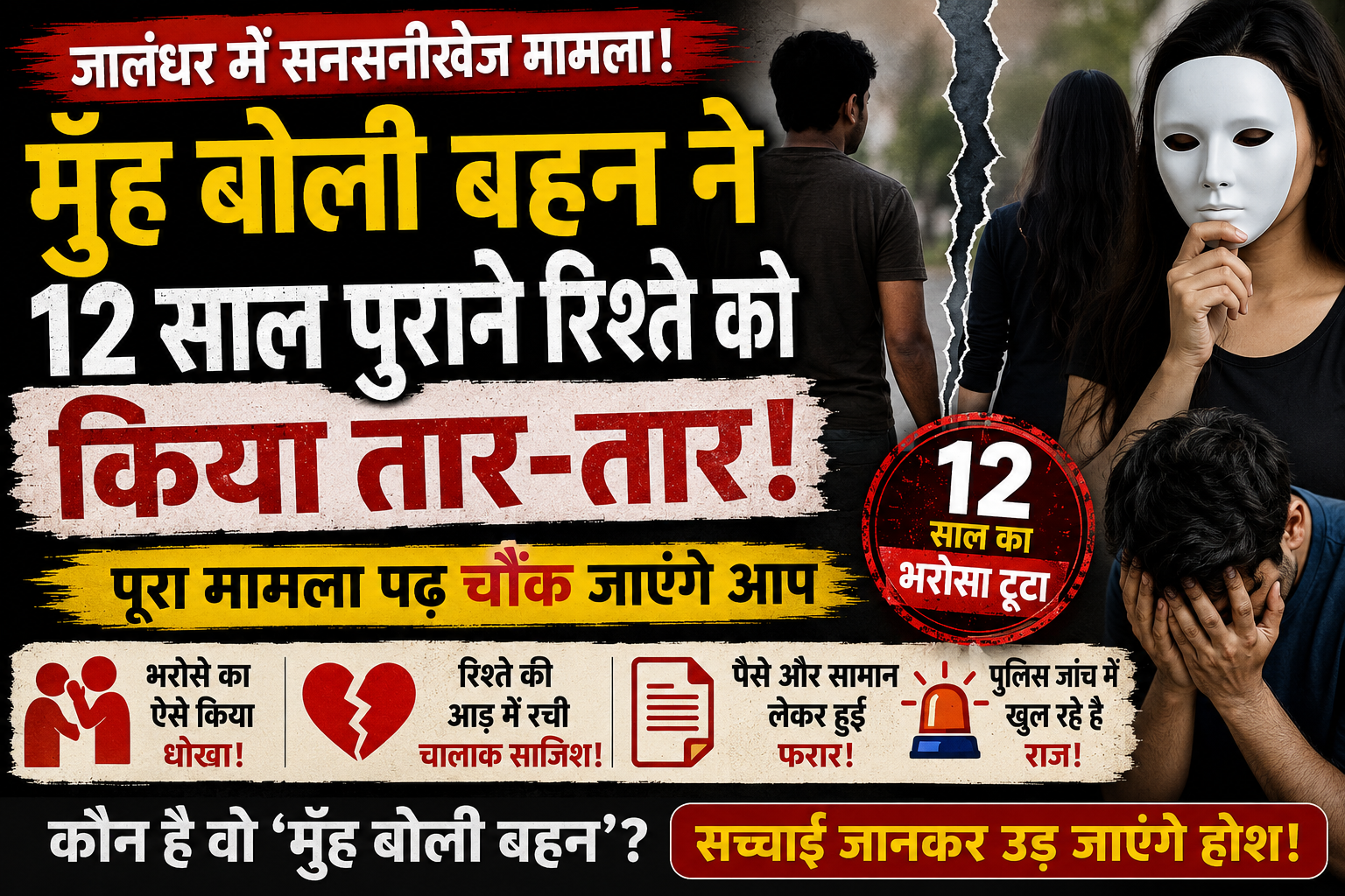 मुंह बोली बहन ने 12 साल पुराने रिश्ते को किया तार-तार, पूरा मामला पढ़ चौंक जाएंगे आप